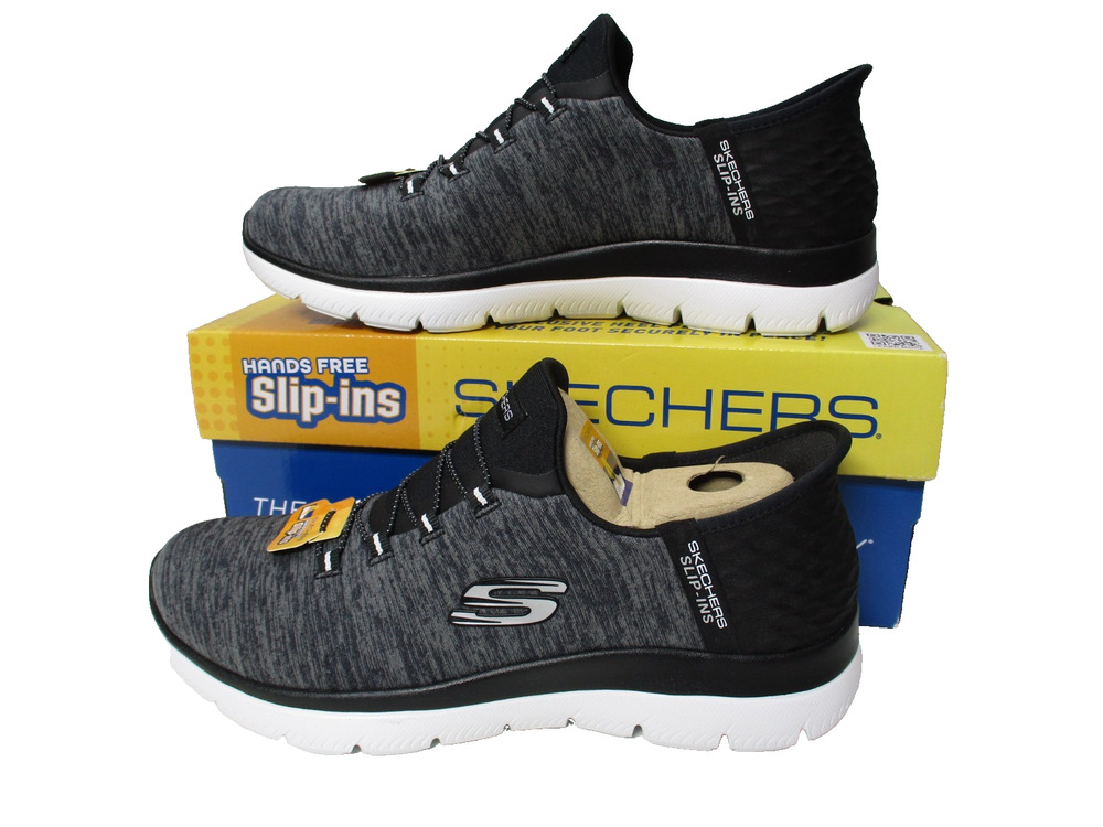 Skechers Slip-ins Summits Bungee Shoes Dazzling Haze Black White Womens Sz 8